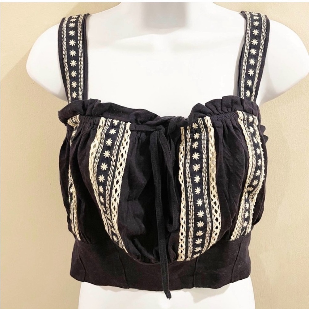 Free People Hill Top Crop Tank Blue Size Large